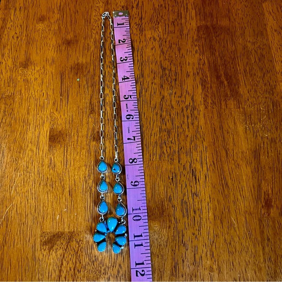 Southwestern Sterling Silver & Kingman Turquoise Naja Necklace - Picture 10 of 11